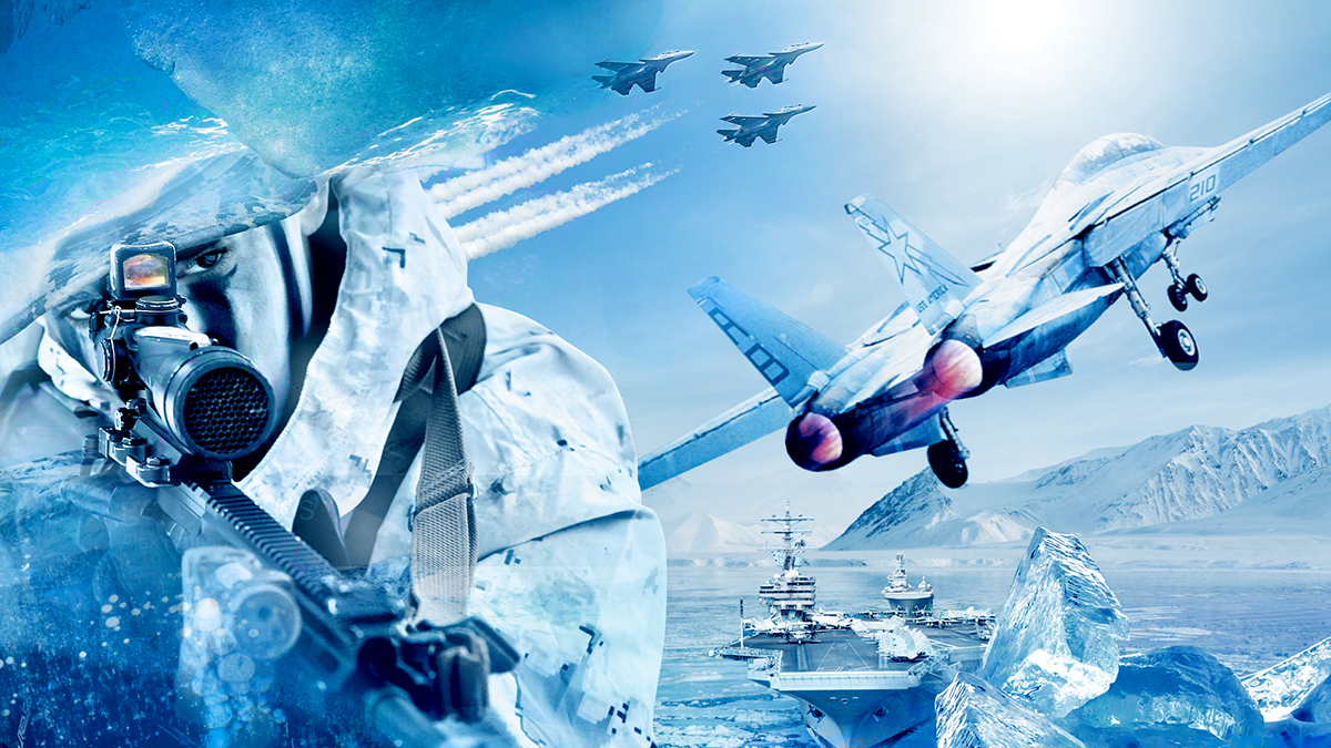 Arctic and Antarctic Wars. Editorial Digital Collage