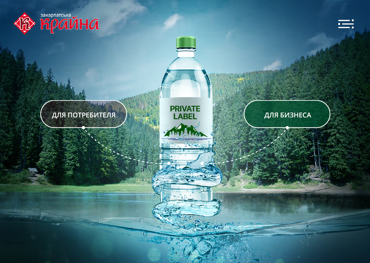 Zakarpatska Krajina. Landing page concept for aqua mineral water